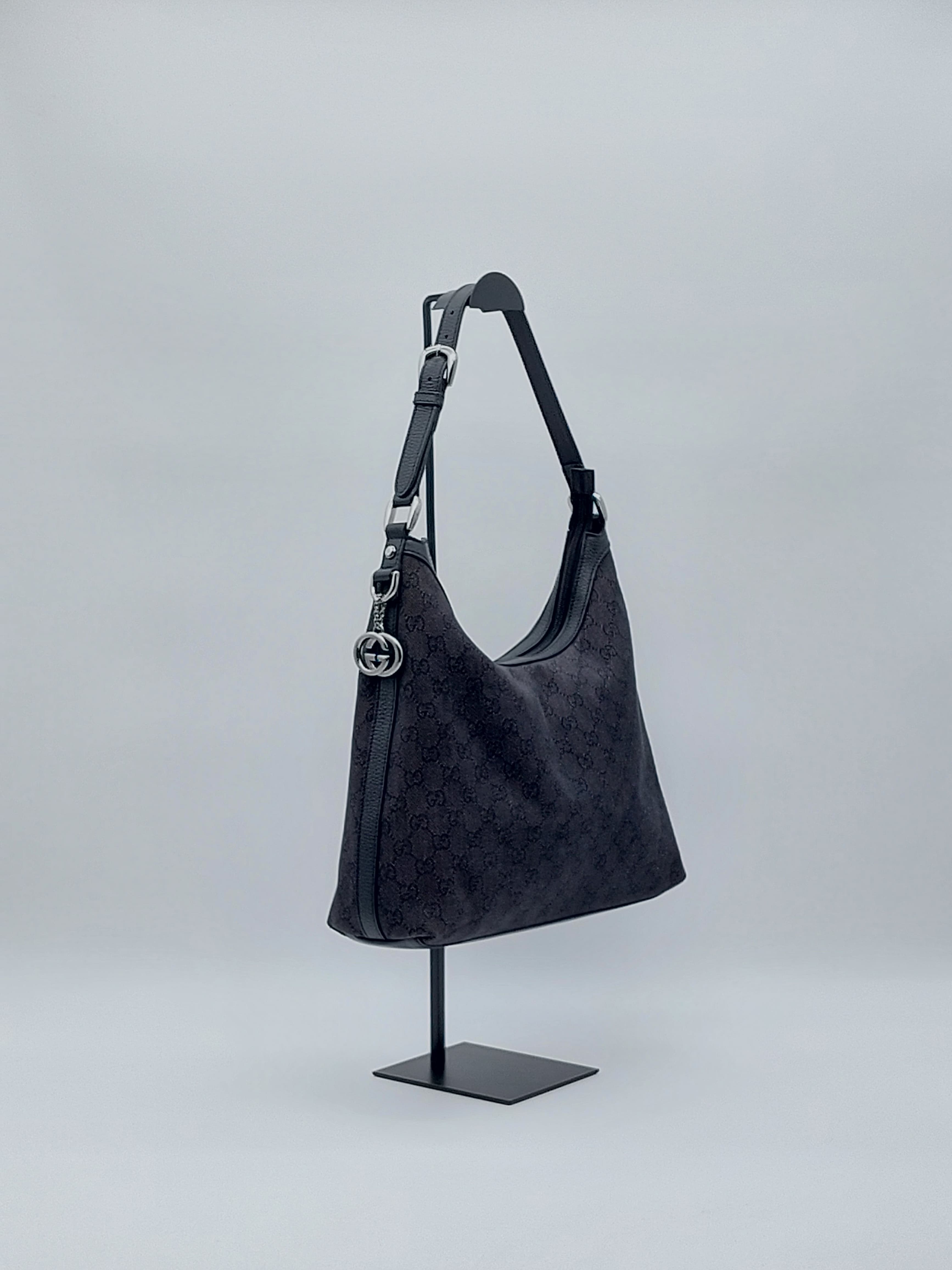 GG Canvas Hobo black/grey