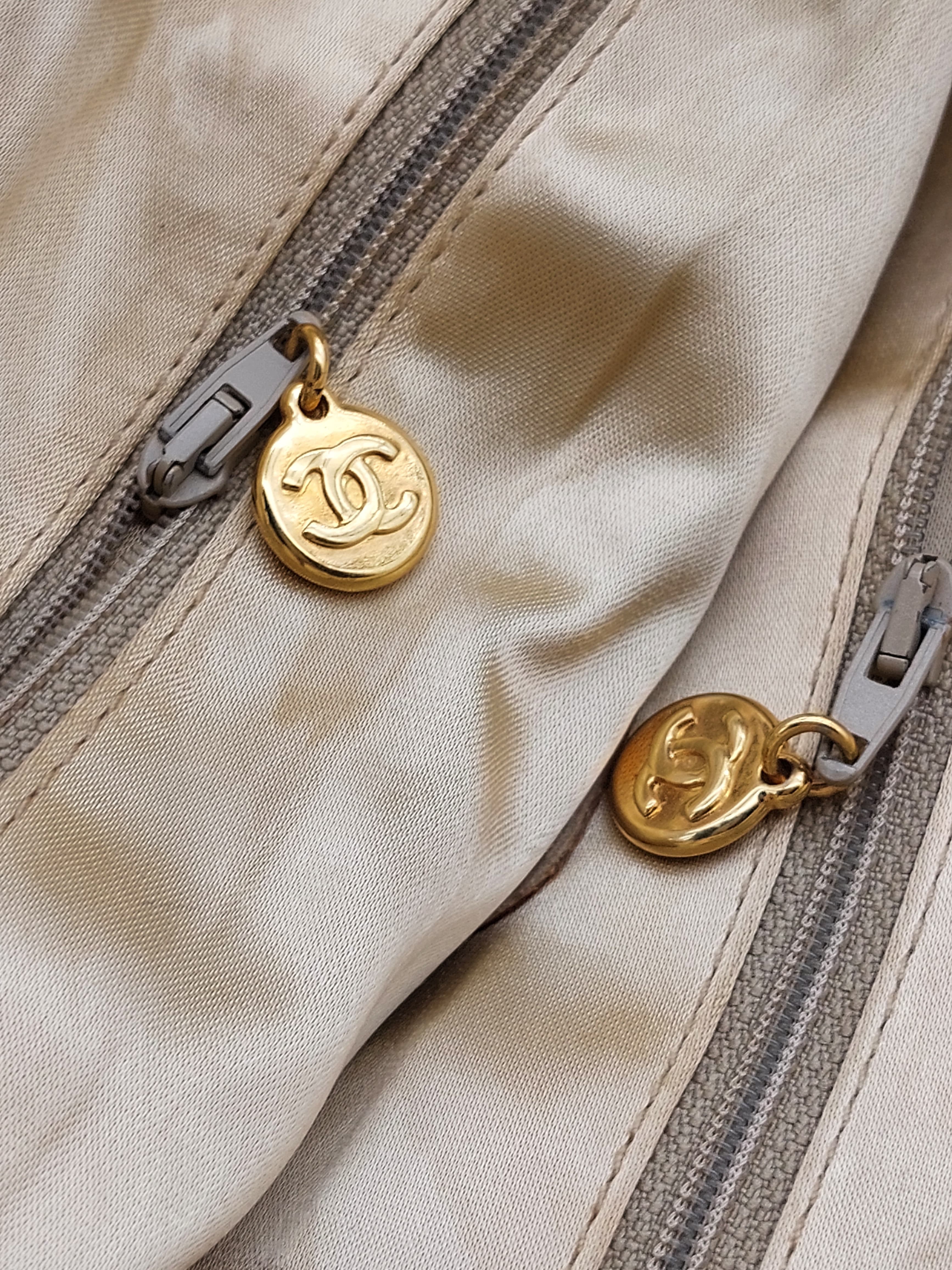 Quilted striped canvas chain shoulderbag