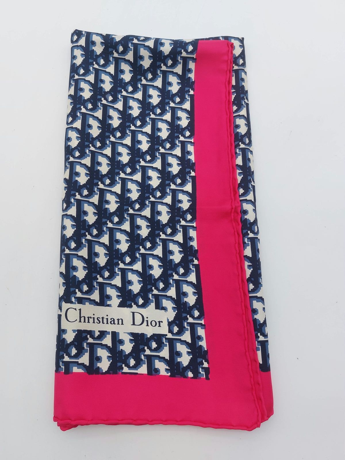 Silk Logo Scarf Navy/Pink