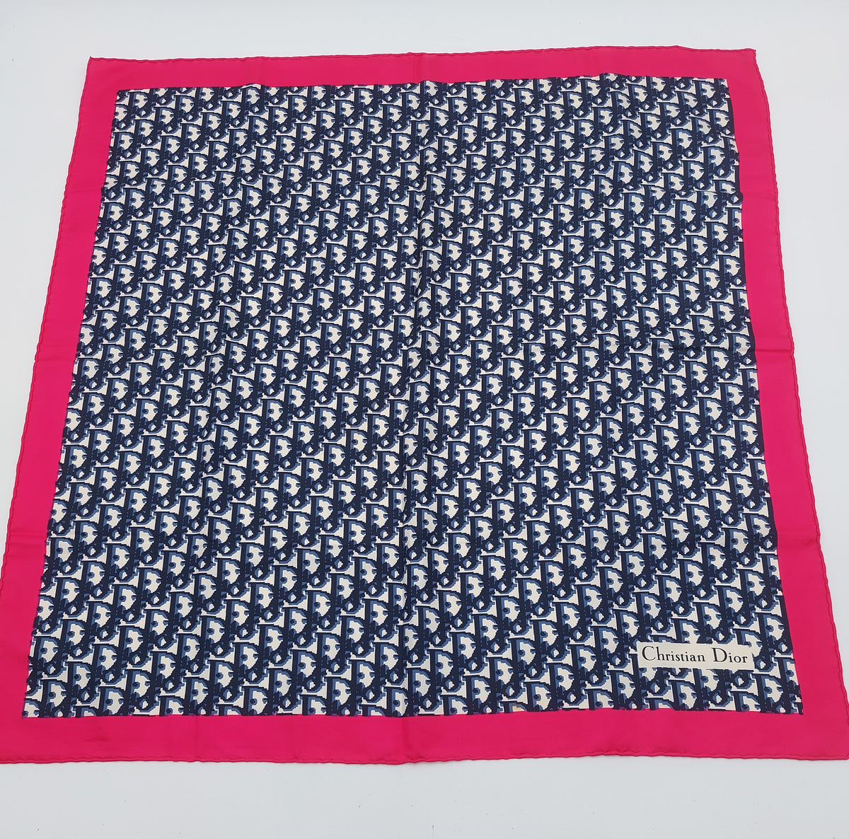 Silk Logo Scarf Navy/Pink