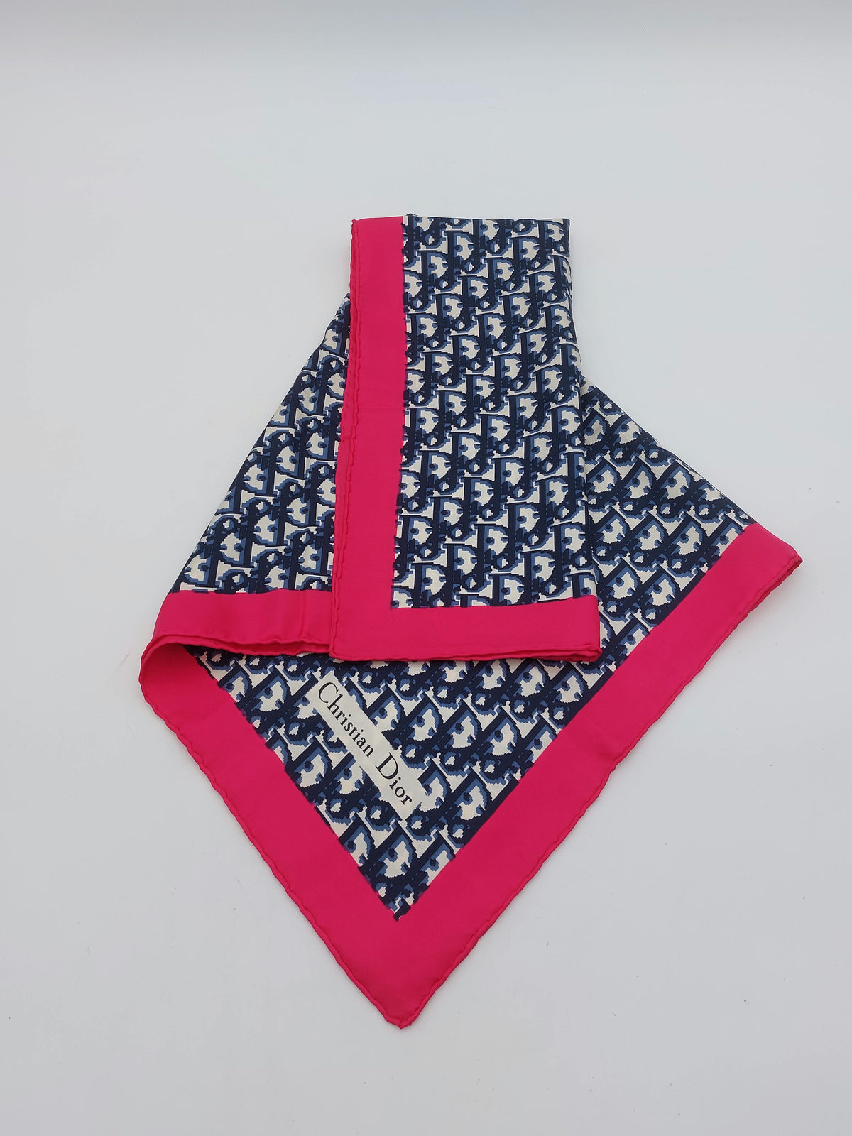 Silk Logo Scarf Navy/Pink