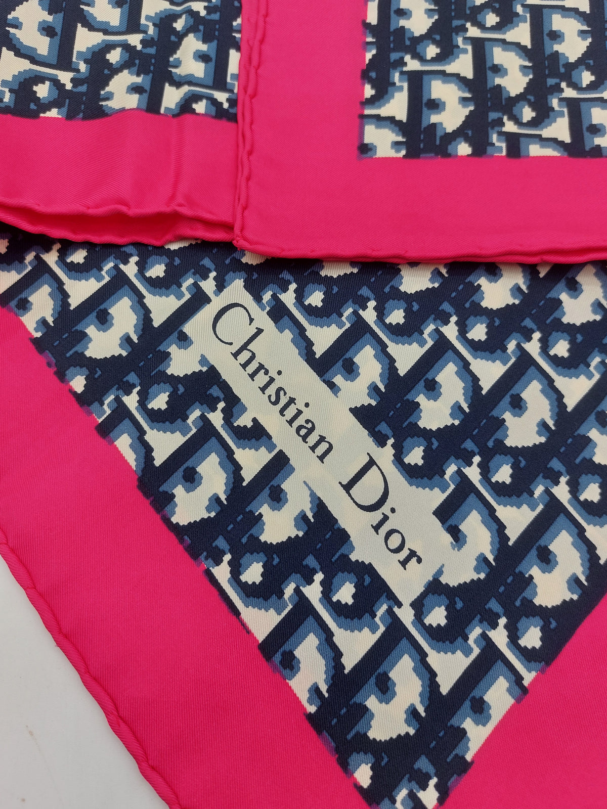 Silk Logo Scarf Navy/Pink