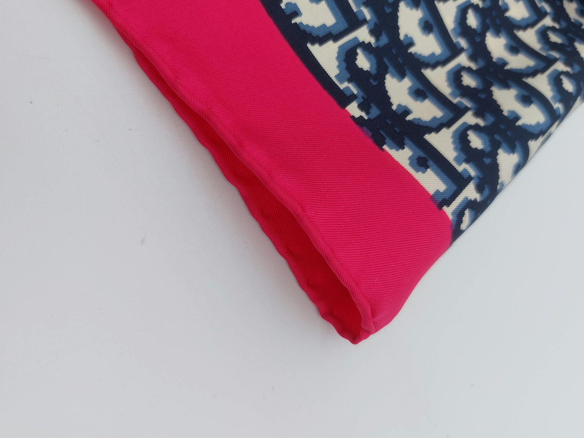 Silk Logo Scarf Navy/Pink