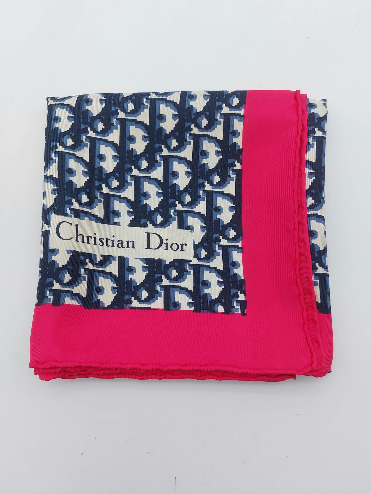Silk Logo Scarf Navy/Pink