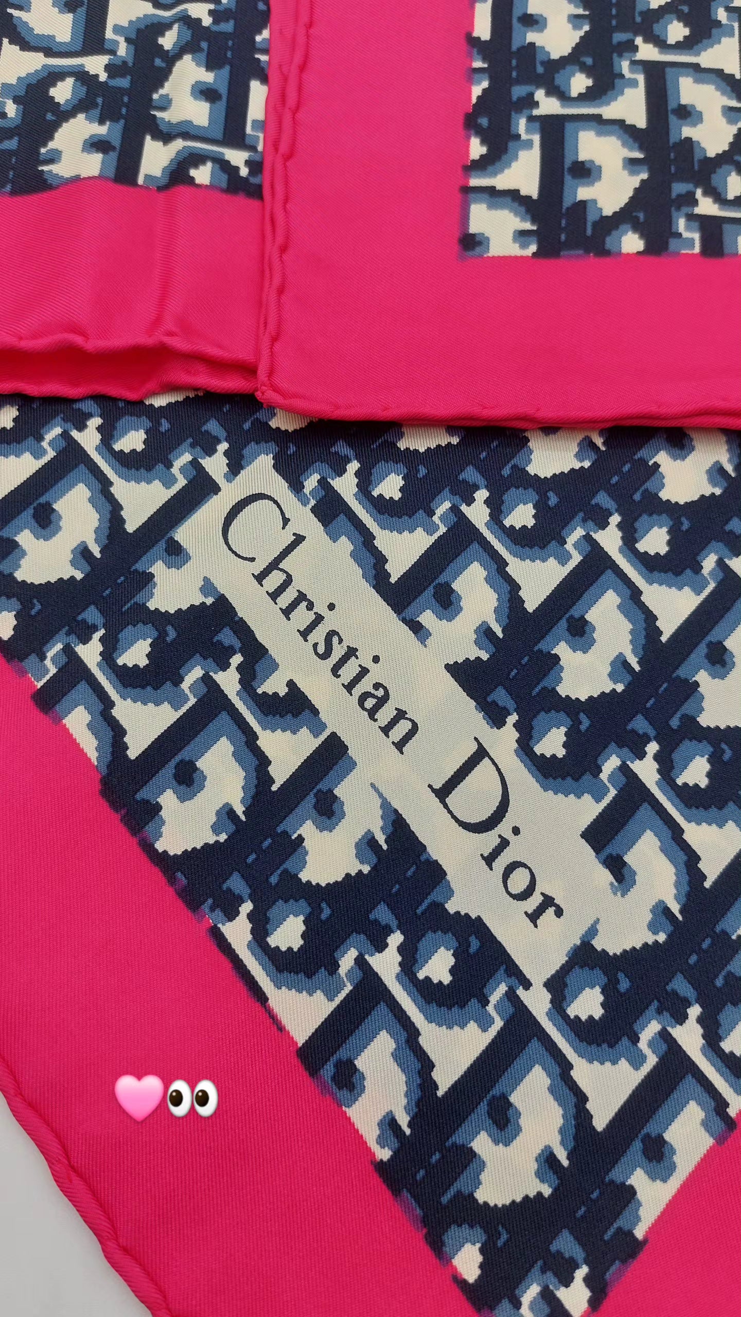Silk Logo Scarf Navy/Pink